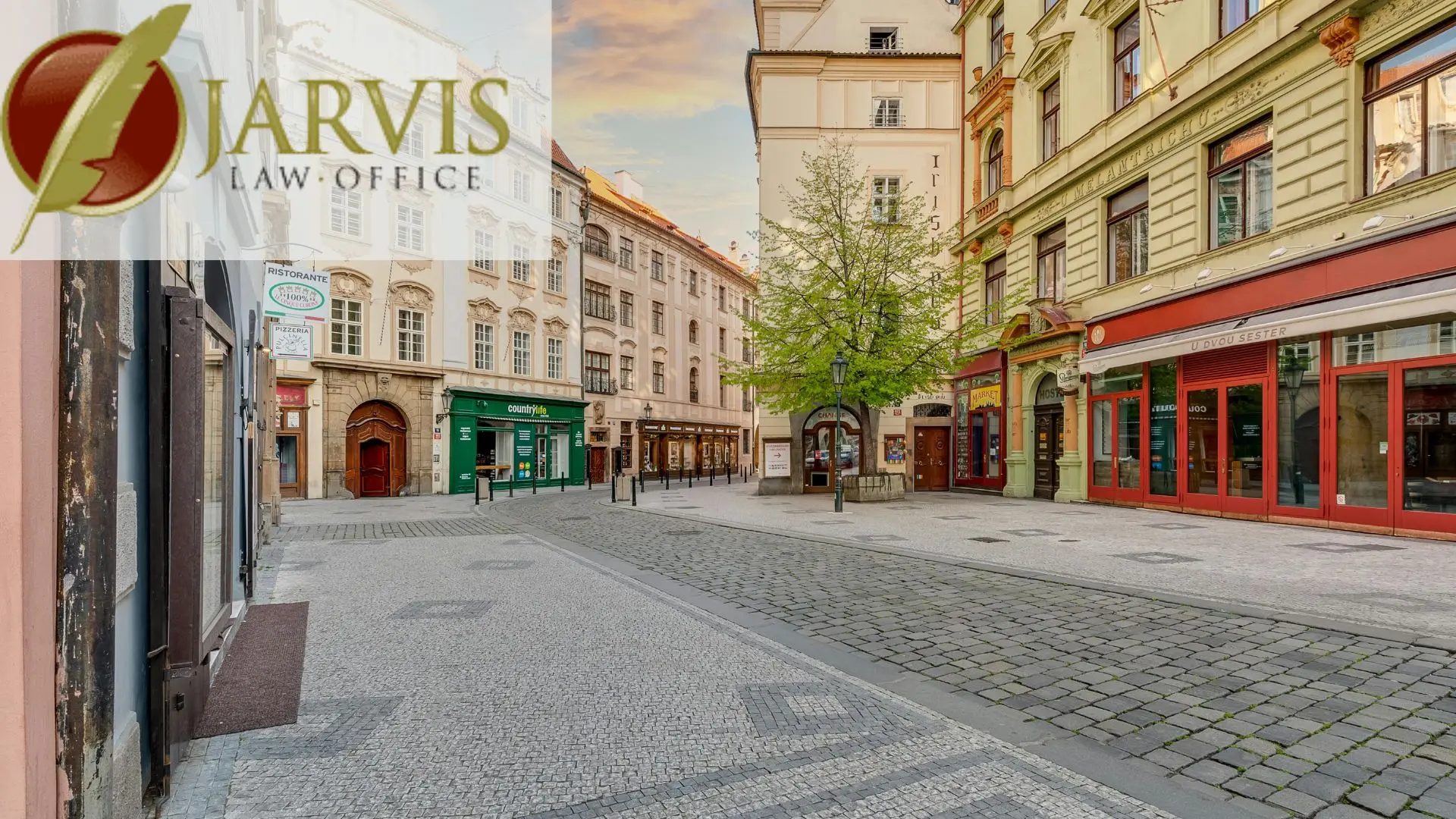 Quiet European cobblestone street with historic buildings