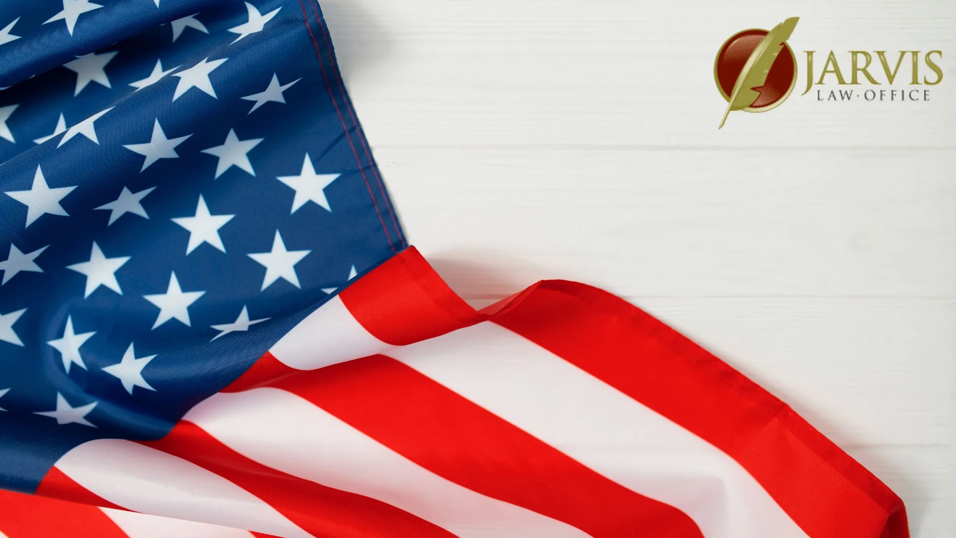 American flag with Jarvis Law Office logo