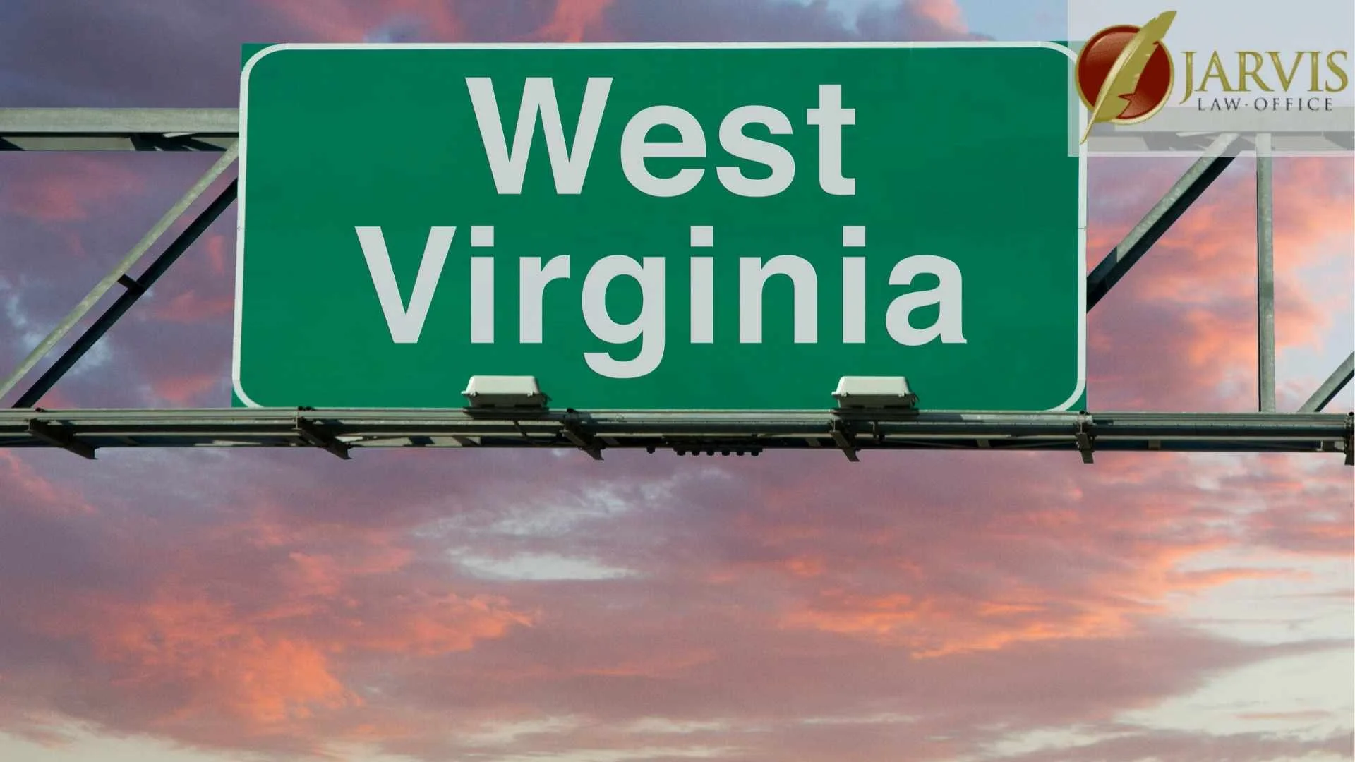 A green west Virginia highway sign, where a large senior population requires estate planning and elder law services.