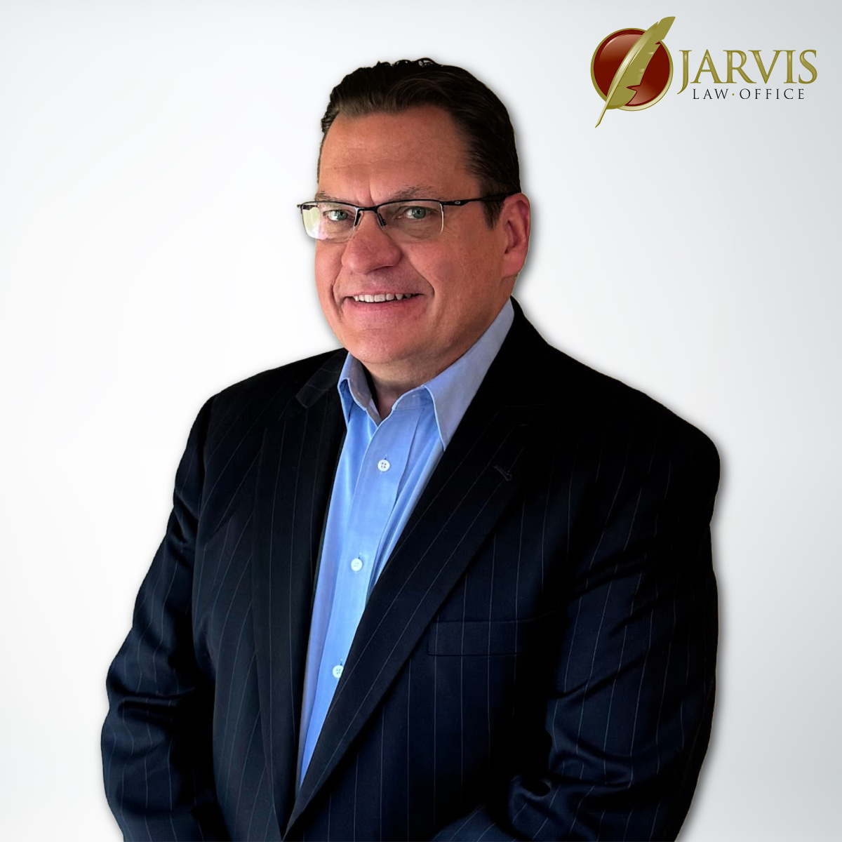 Man in suit, Jarvis Law Office logo