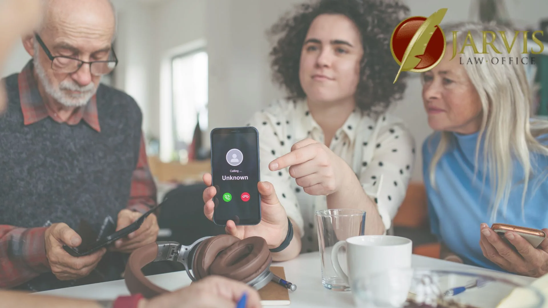 Person showing phone with unknown caller to old person getting scammed in ohio